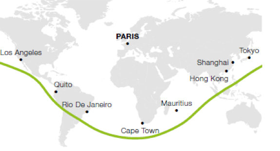 Carte de l'autonomie de Dassault Falcon 7X