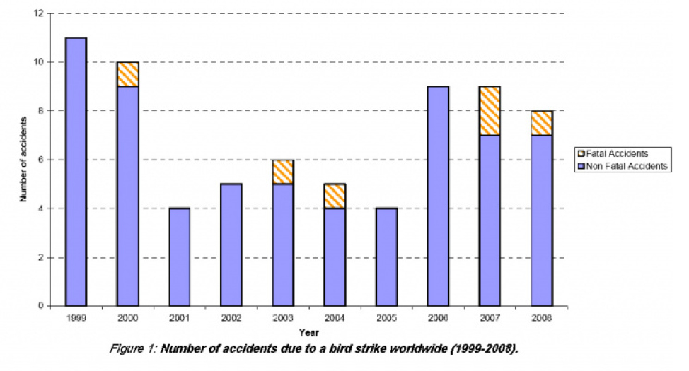 Nombre de collisions aviaires dans l'aviation