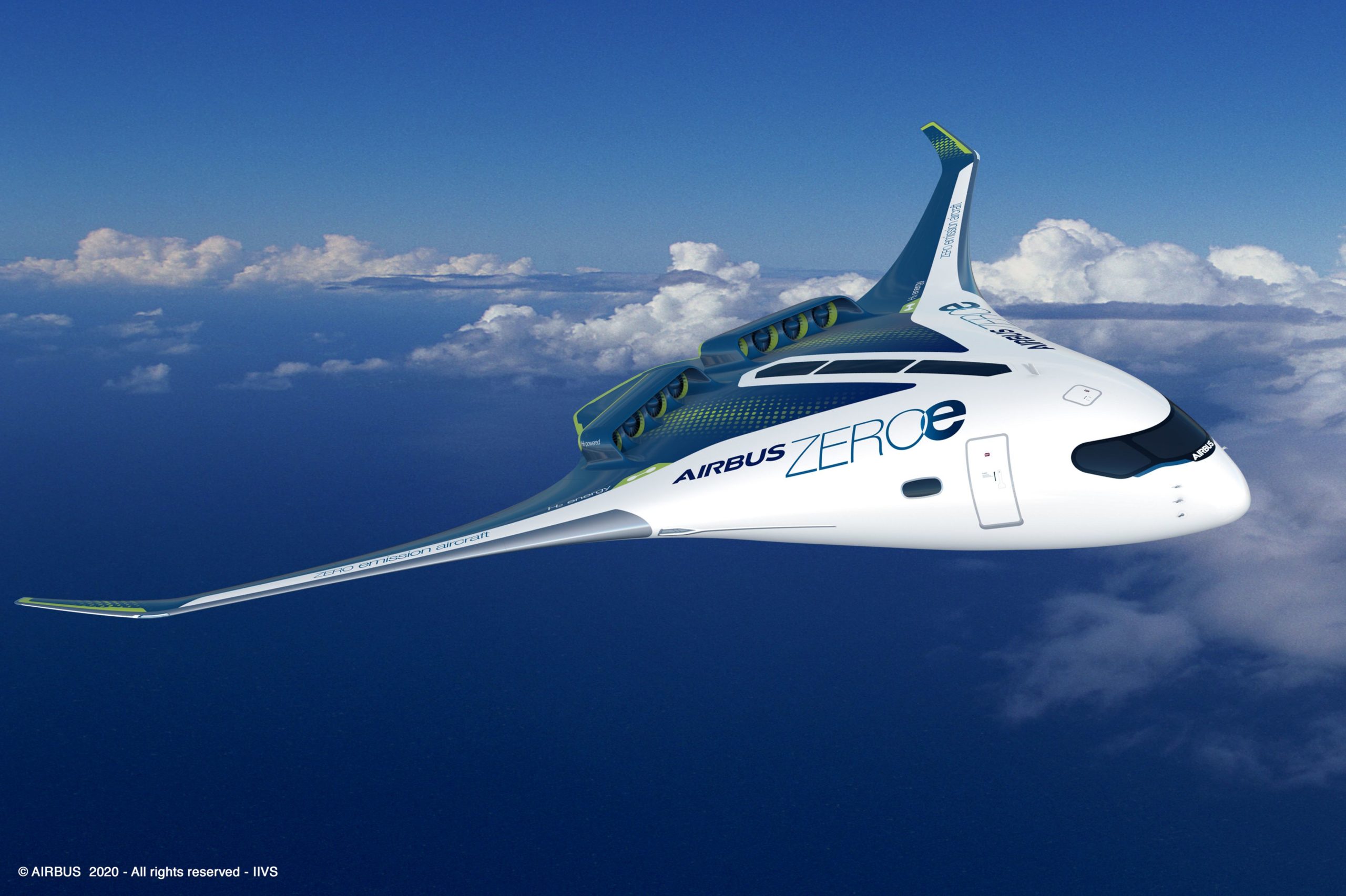 Airbus ZEROe Blended wing body powered by hydrogen