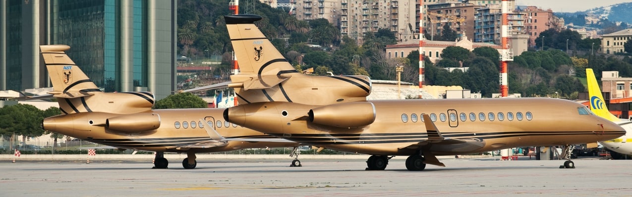 Gold private jet