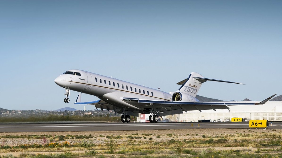 The Bombardier Global 7500 taking-off