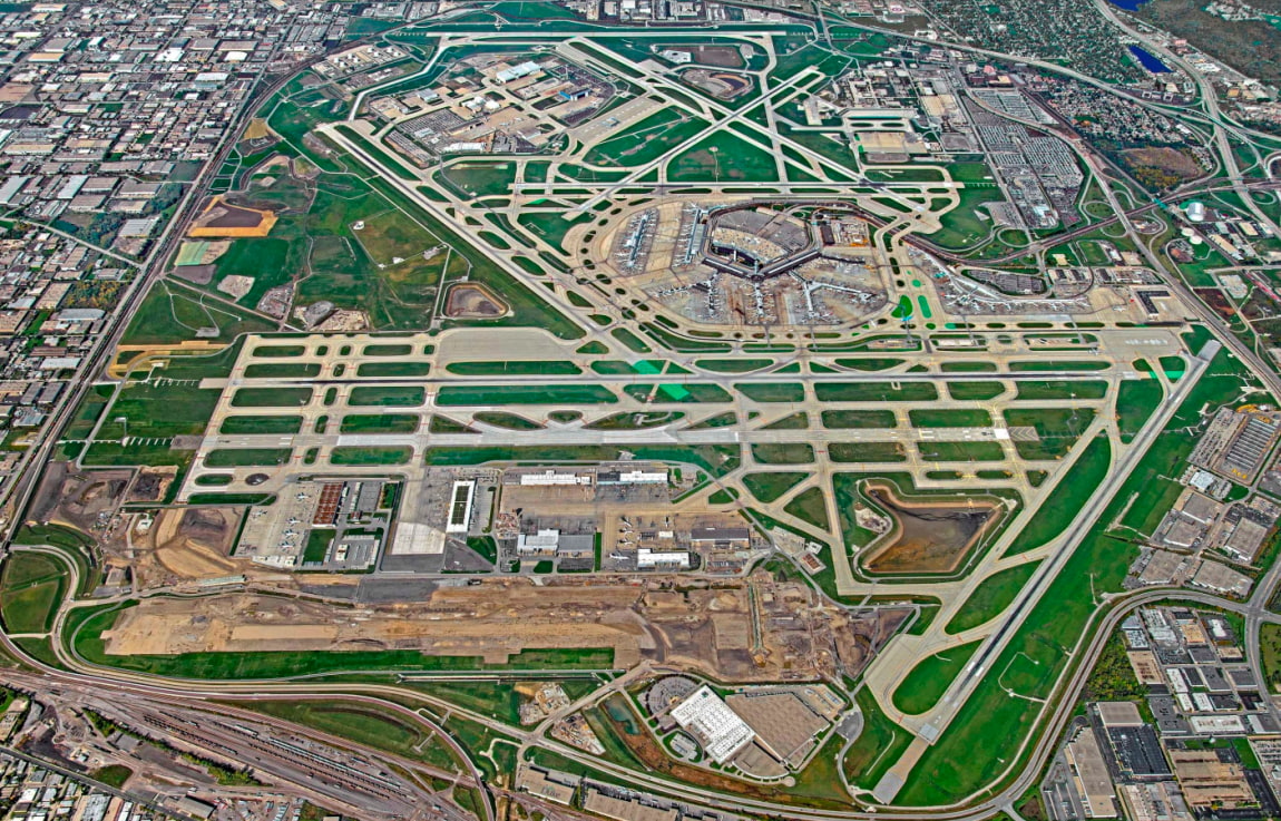 Chicago O'Hare airport Aerial View