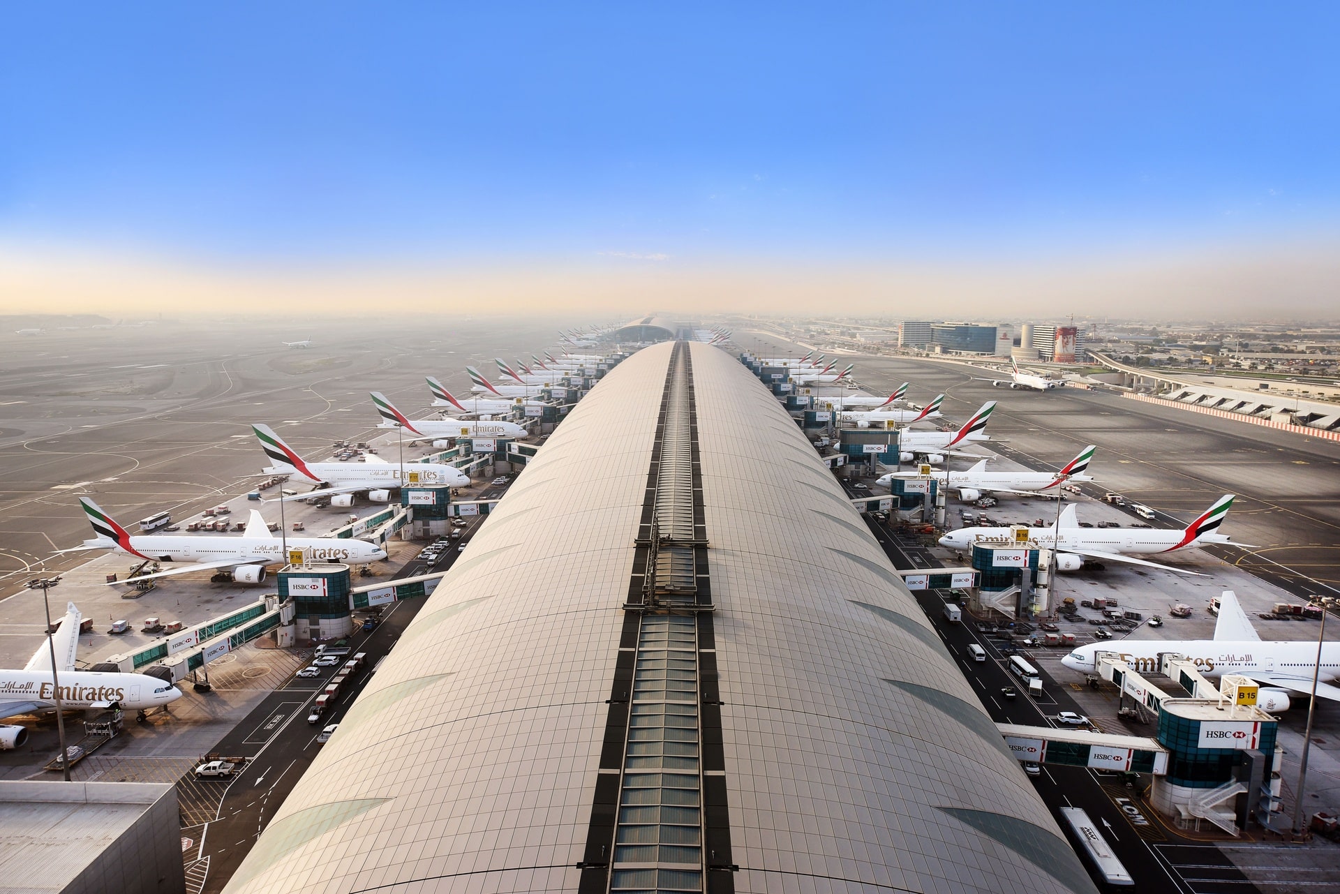 Dubai Airport Emirates Terminal Aerial View