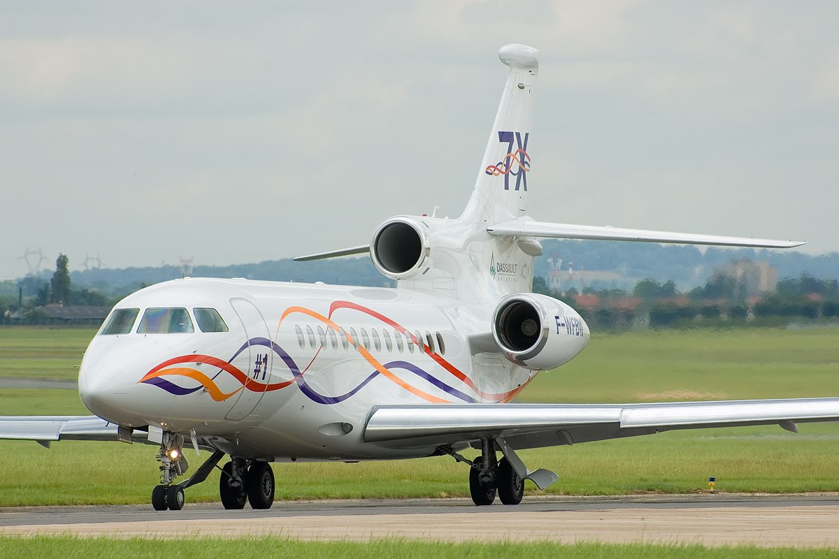 Illustration de type — pas l'appareil concerné Dassault Falcon 7X en approche. Illustration de type — pas l'appareil concerné