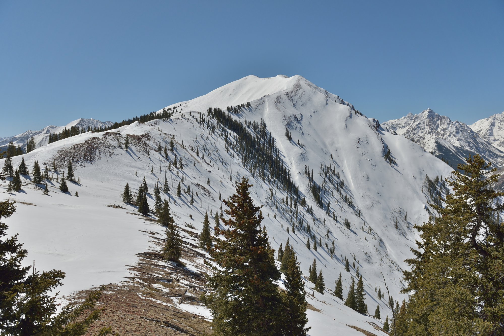 Highland Peak in winter at Aspen Highlands, Colorado.